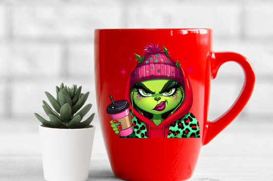 Grinch Girl Pink Hat / Cup UV Decals