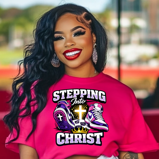 Female Stepping into Christ DTF TRANSFER