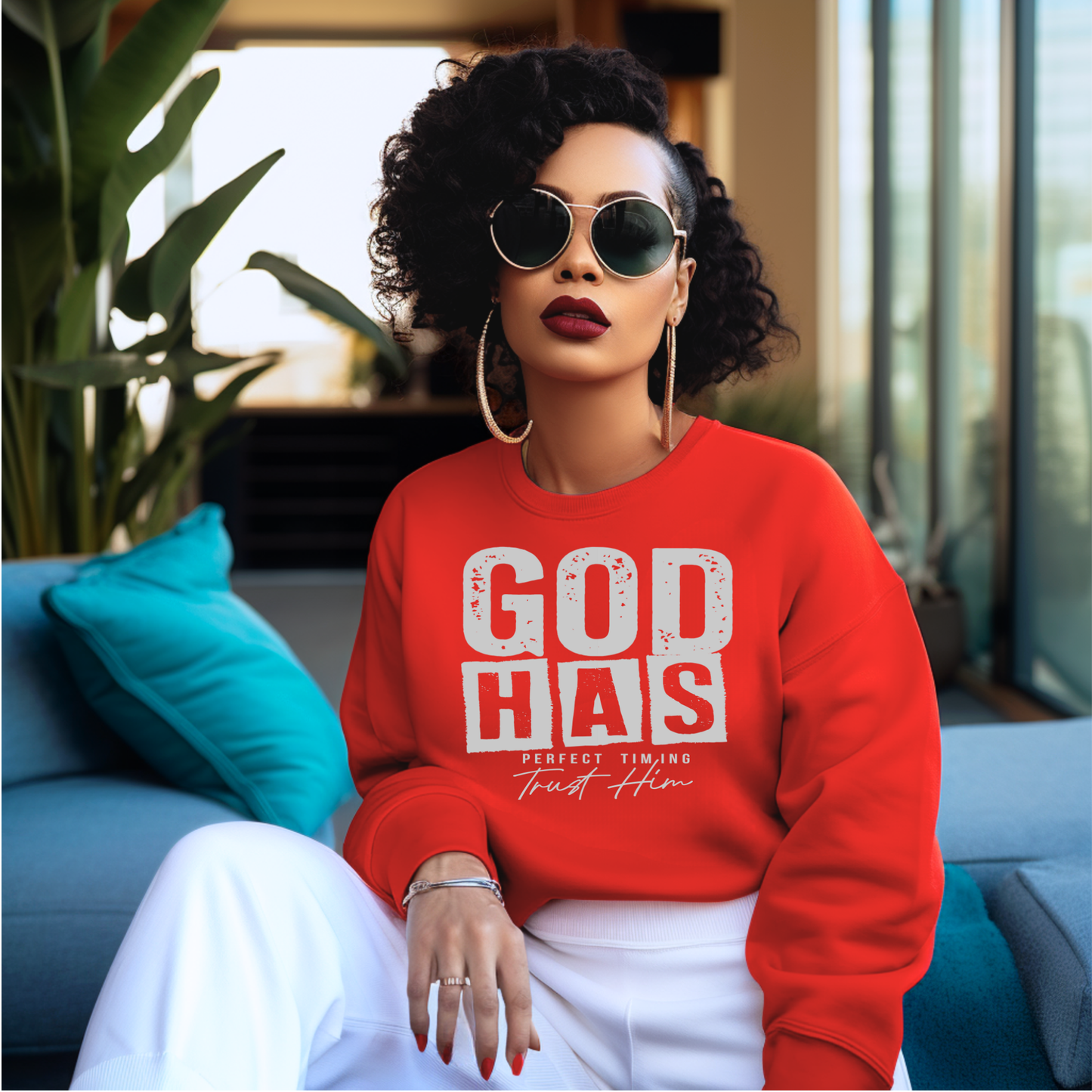 Silver God has Perfect Timing Trust Him Single Color Screen Prints | Hot Peel One Color for T-Shirt and more / Christian Base