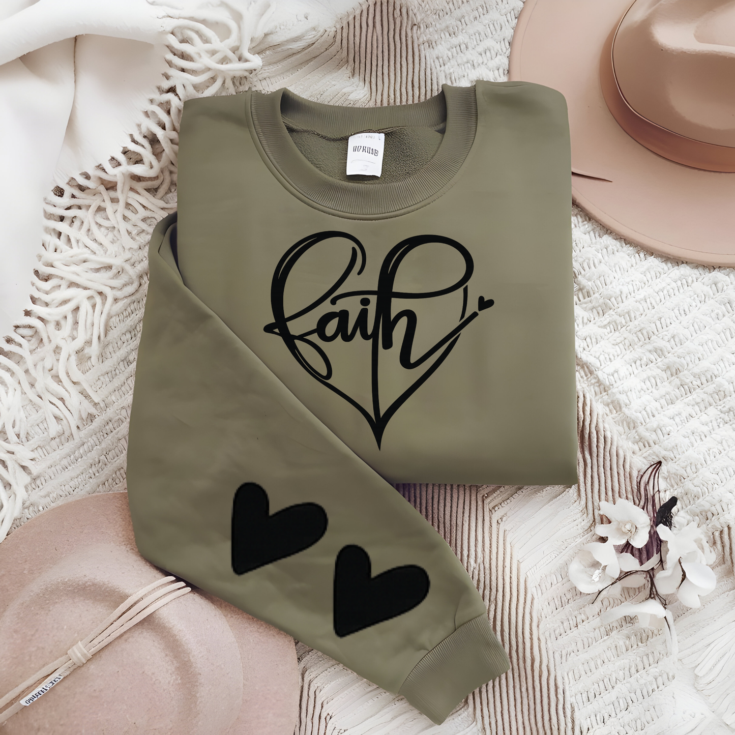Faith with hearts Single Color Screen Prints | Hot Peel One Color for T-Shirt and more / Christian Base