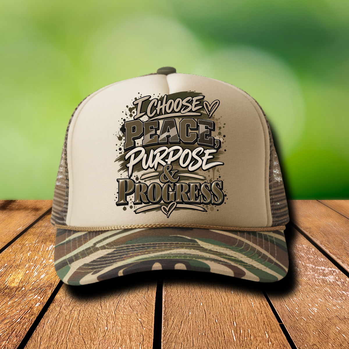 I Choose Peace, Purpose & Progress Hat DTF Transfer