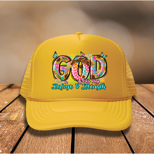 God is my Refuge & Strength  3 inch Hat Transfers