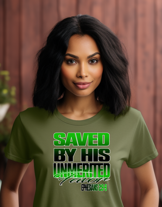 Saved by His Unmerited Favor DTF Transfer