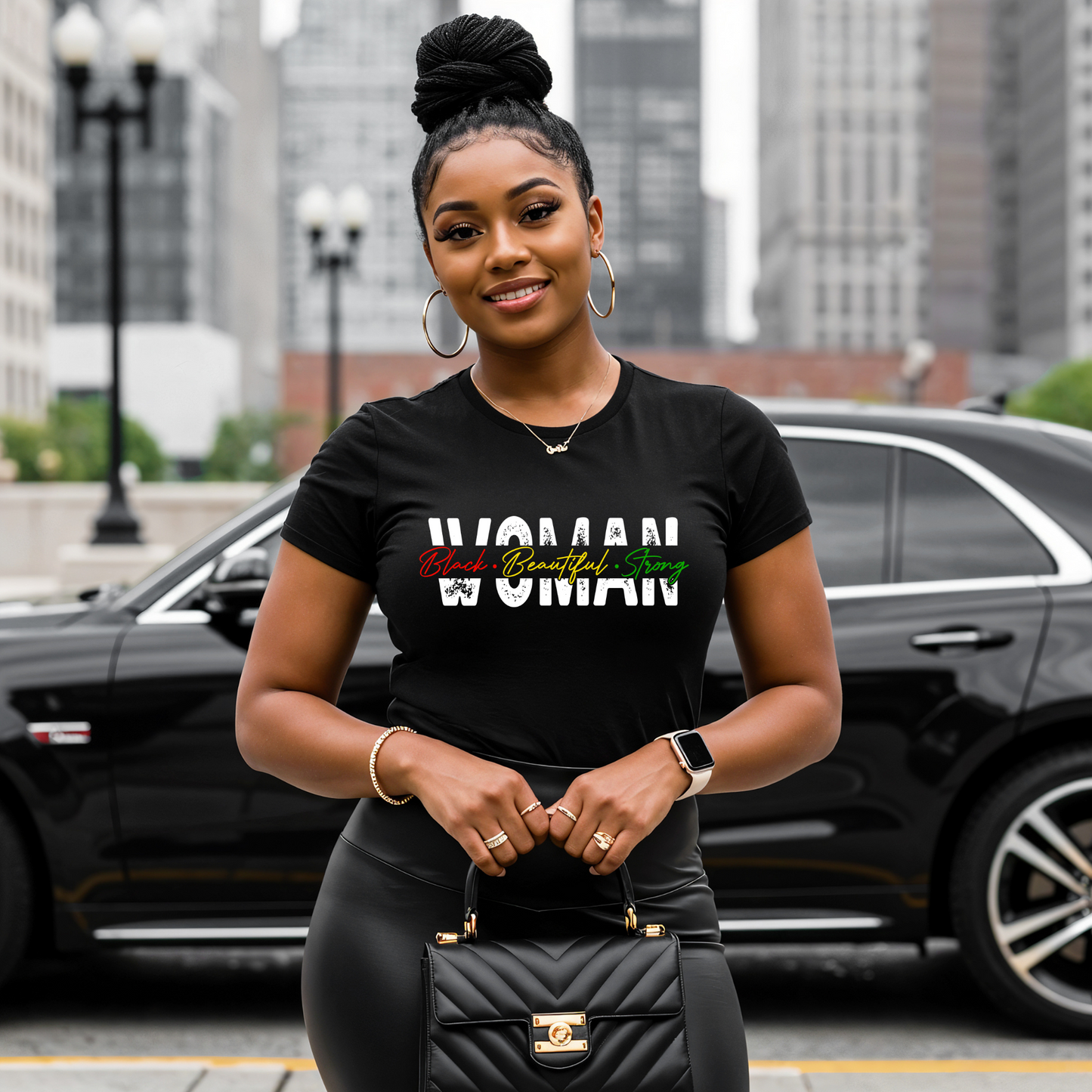 Woman Black Beautiful Strong DTF TRANSFER