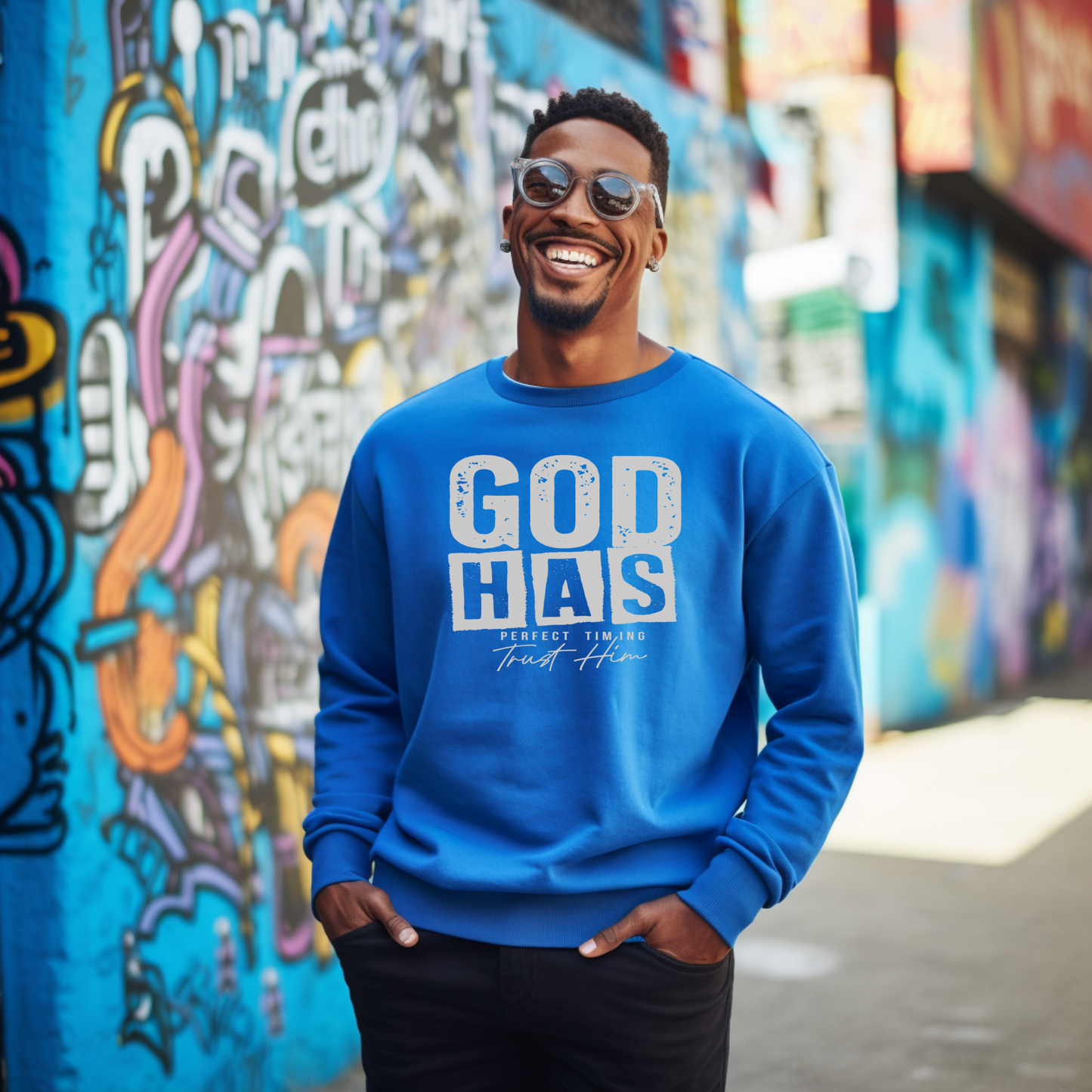 Silver God has Perfect Timing Trust Him Single Color Screen Prints | Hot Peel One Color for T-Shirt and more / Christian Base