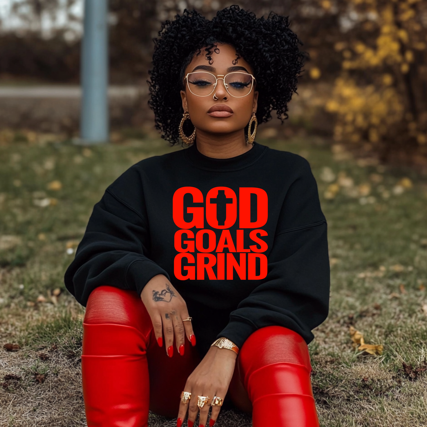 God Goals Grind Single Color Screen Prints | Hot Peel One Color for T-Shirt and more / Christian Base