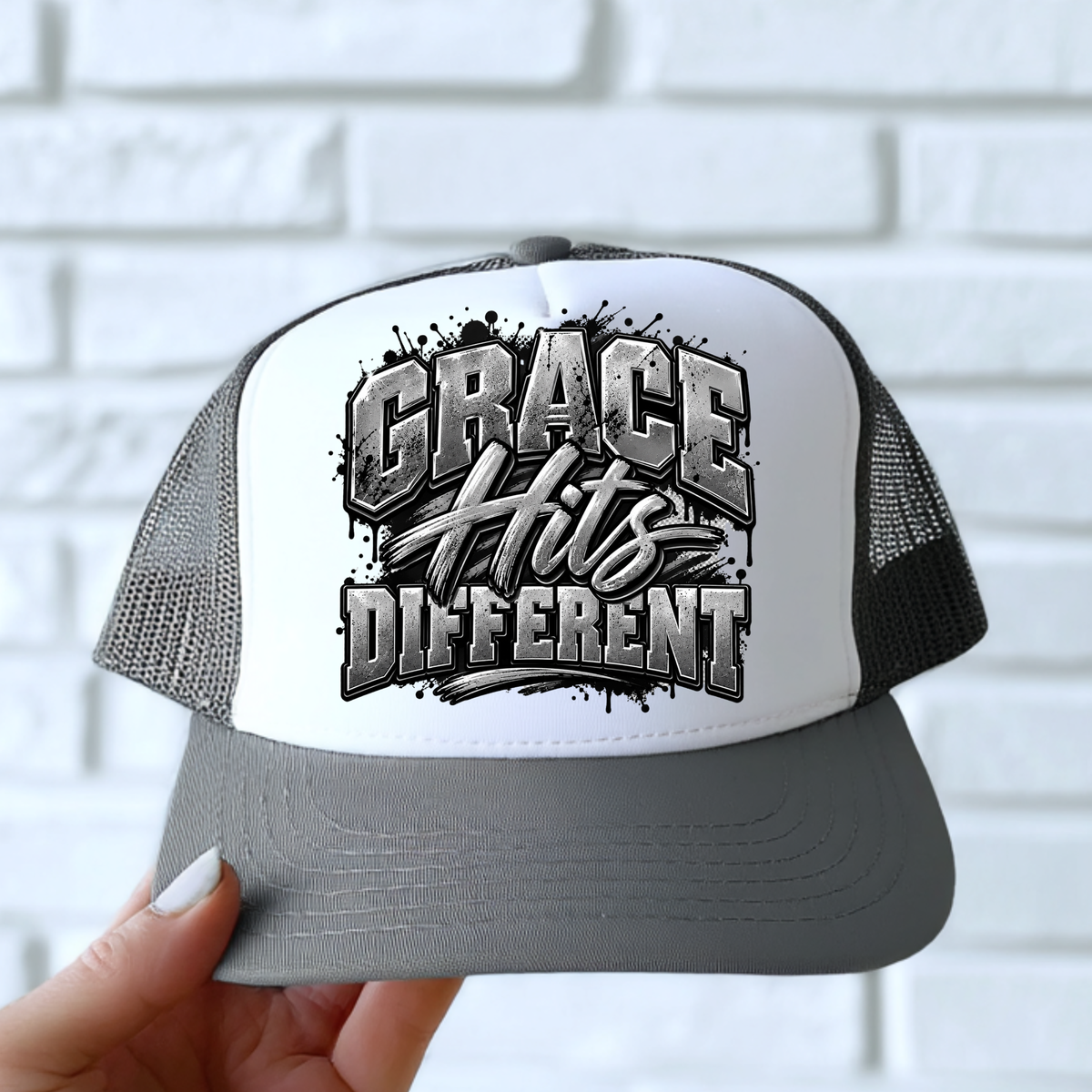 Grace Hits Different Hat DTF Transfer
