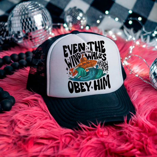 3 inch Even the Winds and Waves Obey Him Hat Transfers