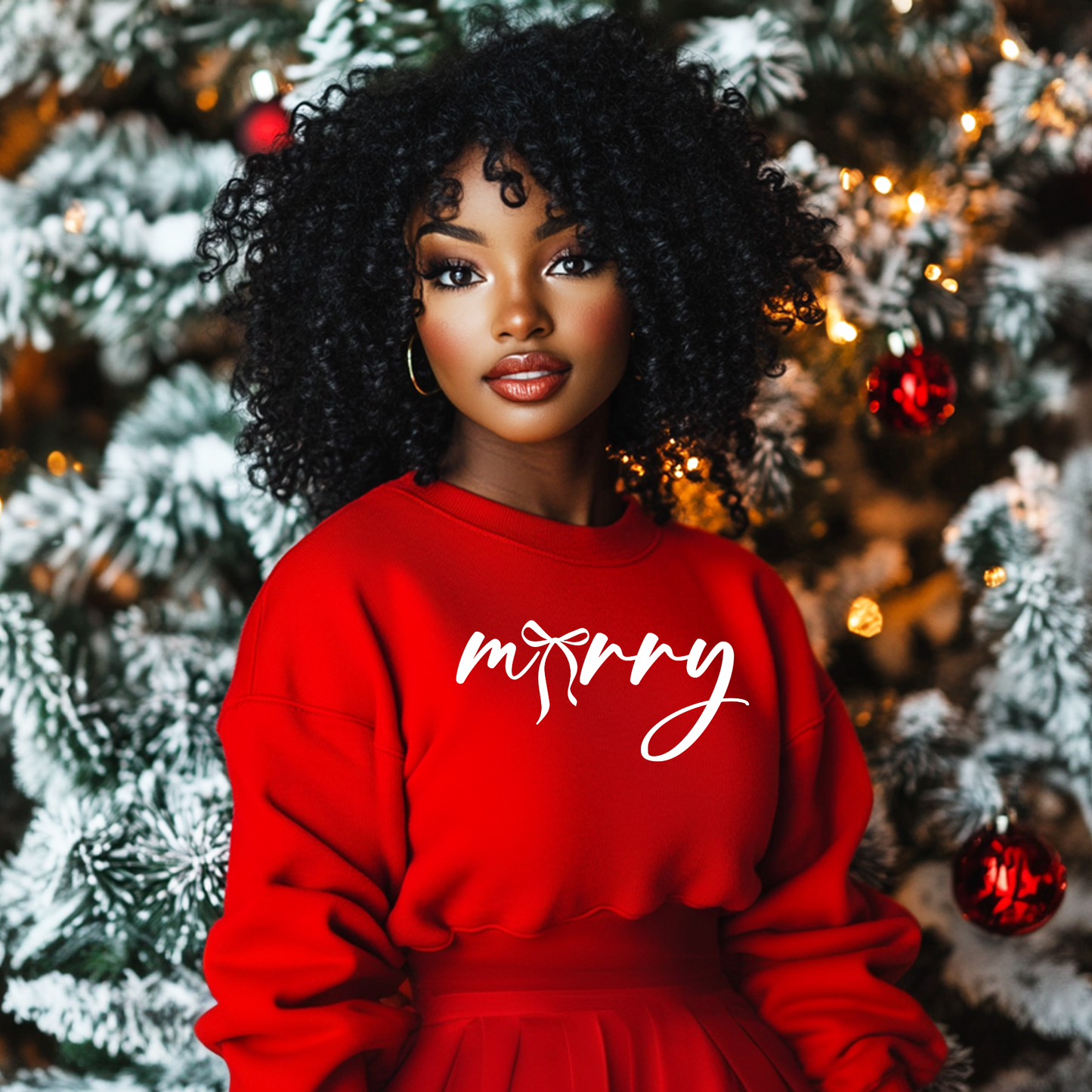 Merry Christmas with Bow Screen Print