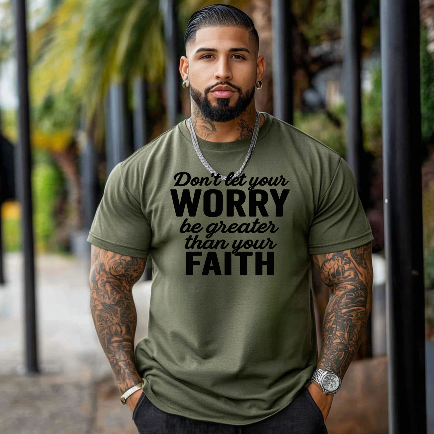 Don't ley your worry be greater than your Faith (Black) Screen Prints