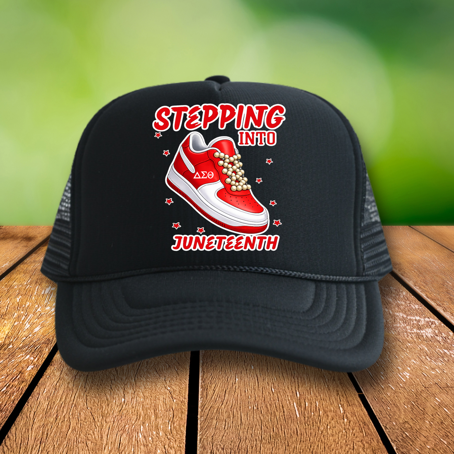 STEPPING INTO JUNETEENTH RED DTF Hat  Transfer