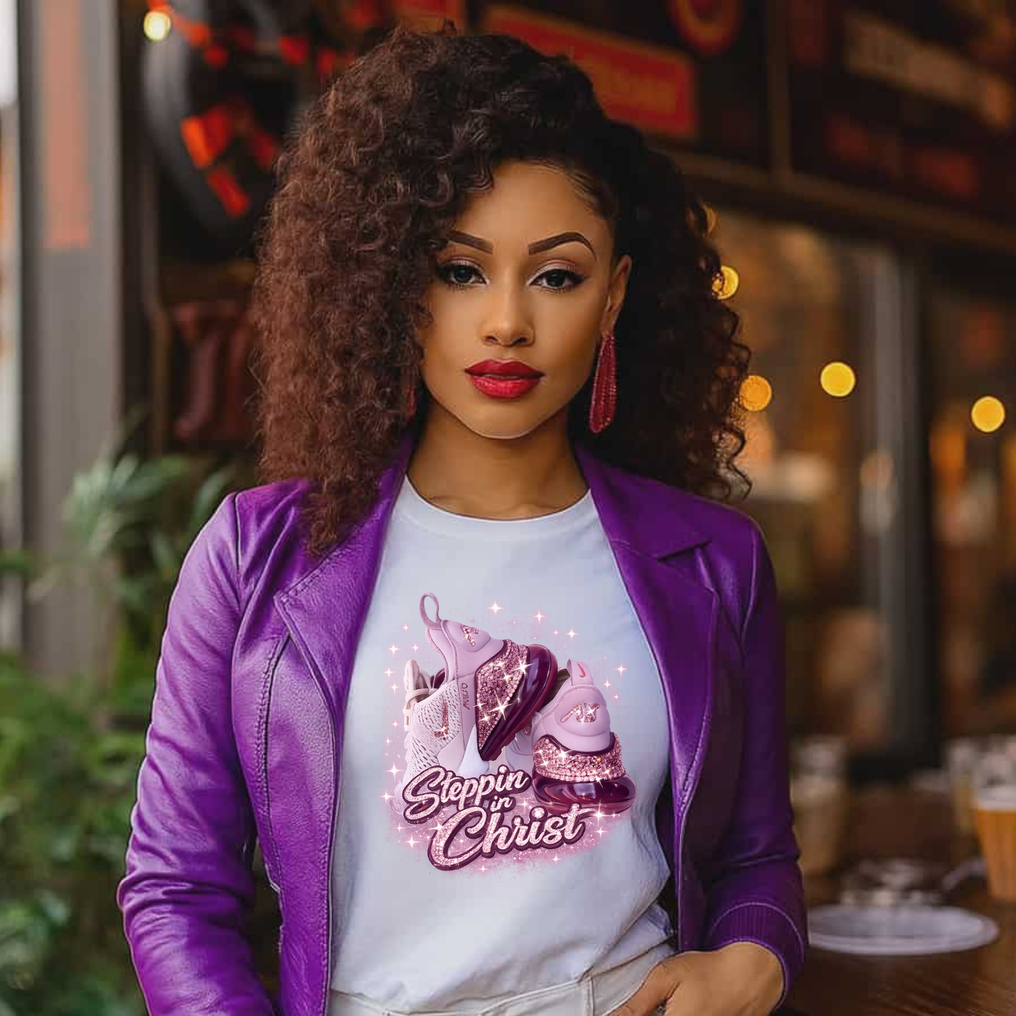 Steppin' in Christ Purple Sneakers DTF TRANSFER