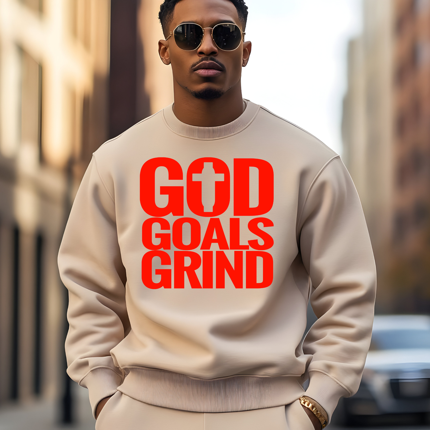 God Goals Grind Single Color Screen Prints | Hot Peel One Color for T-Shirt and more / Christian Base