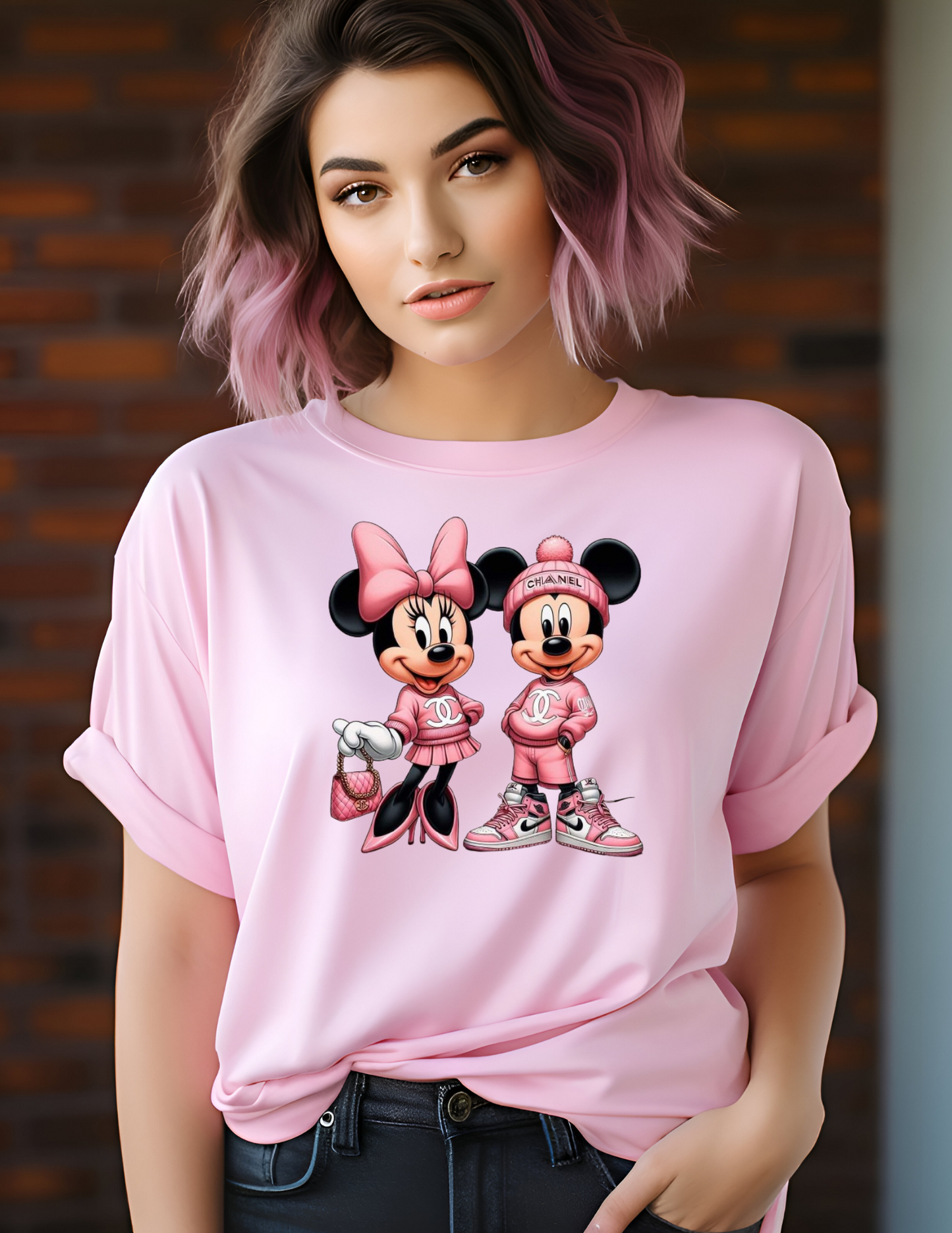 Pink Chanel Mickey & Minney DTF Transfers