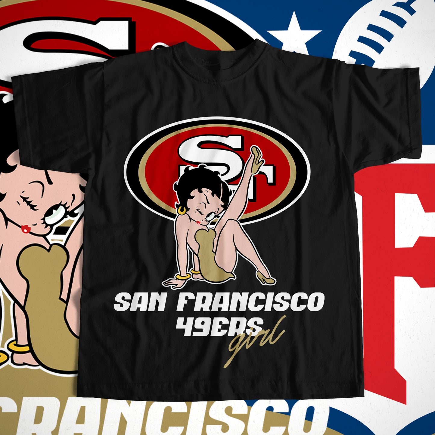 Betty Boop NFL Transfer Print Available in All Teams (All sizes Available)