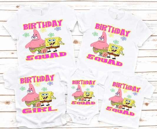 Pink Spongebob Birthday Squad  Birthday Shirt