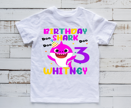 Baby Shark Birthday Girl (White Shirt) Transfer (Please Read Description)
