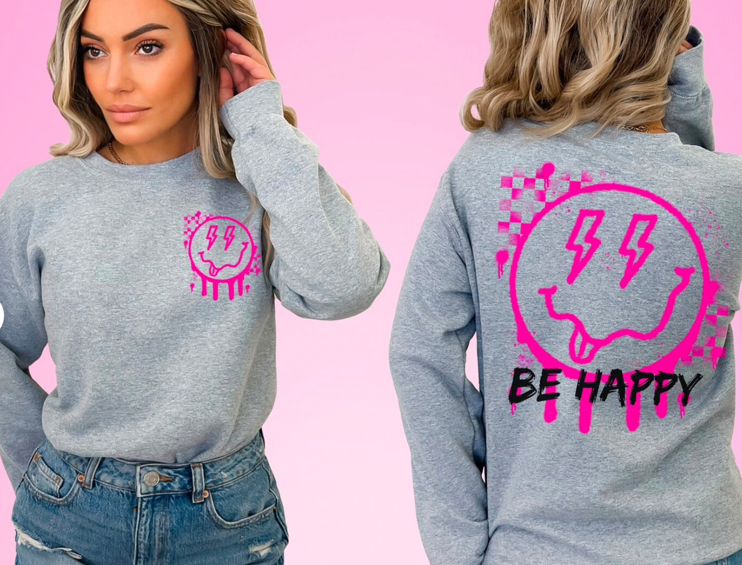 Be Happy front & Pocket (11 inch) Transfer