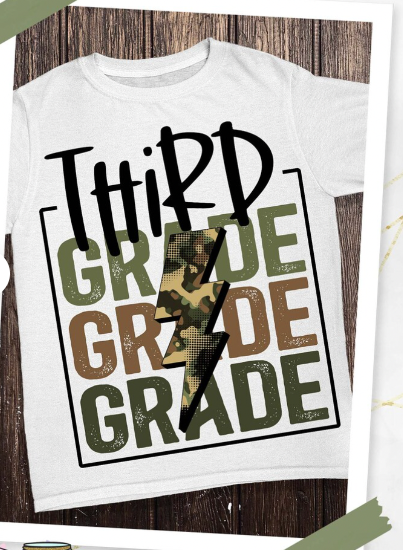 Camo Lightning School Grade (PreK- 5th Grade)  Shirt