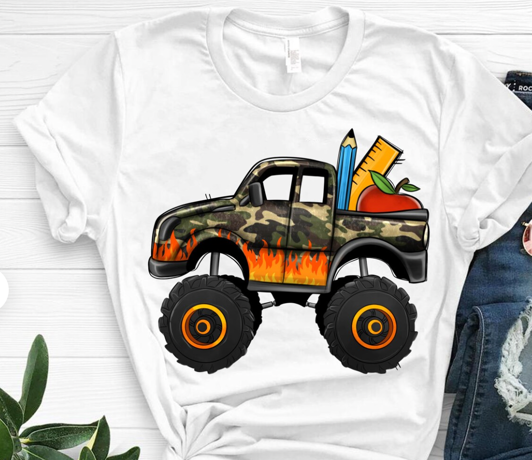 Back to School Boy Monster Truck  Transfer