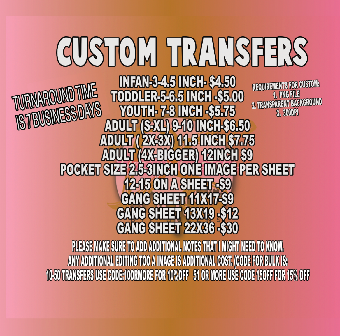 Custom Single DTF Transfer Sheet