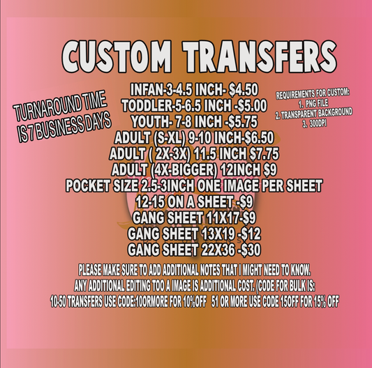 Custom Single DTF Transfer Sheet