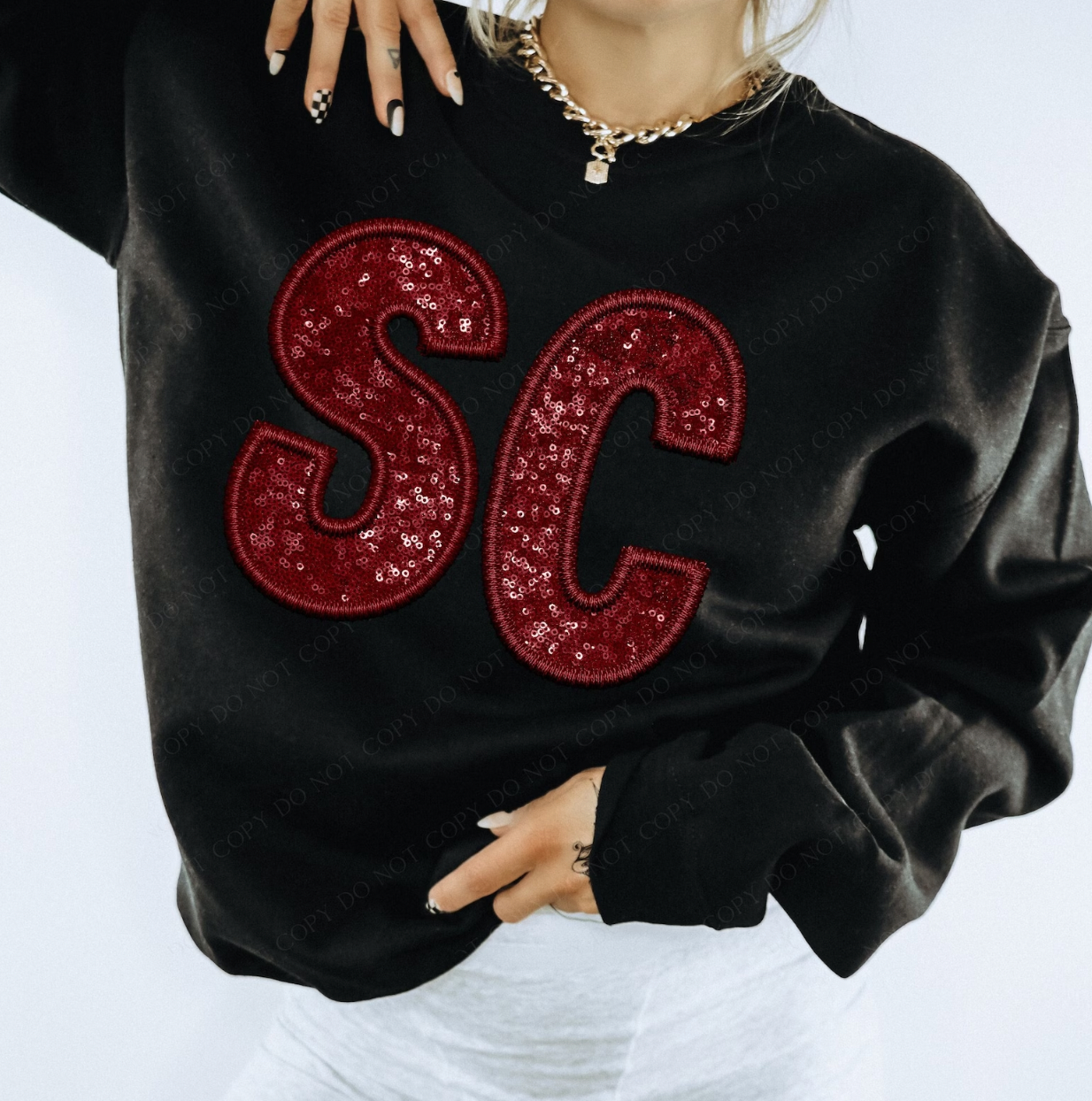 SC South Carolina  Embroidery Sequin Transfer