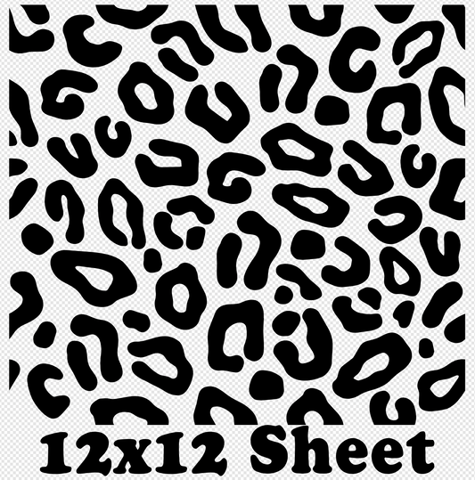 bLACK 12x12  Leopard  Screen Print  Sheet