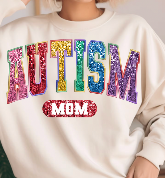 Autism Mom Faux Embroidery Transfer