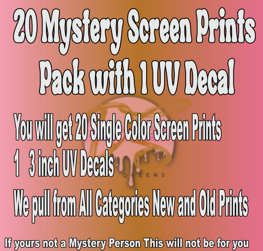 20 Mystery Screen Prints Pack with UV Decal