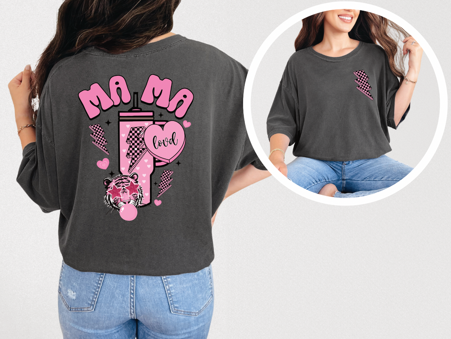 Retro Mama  with front and Back Shirt