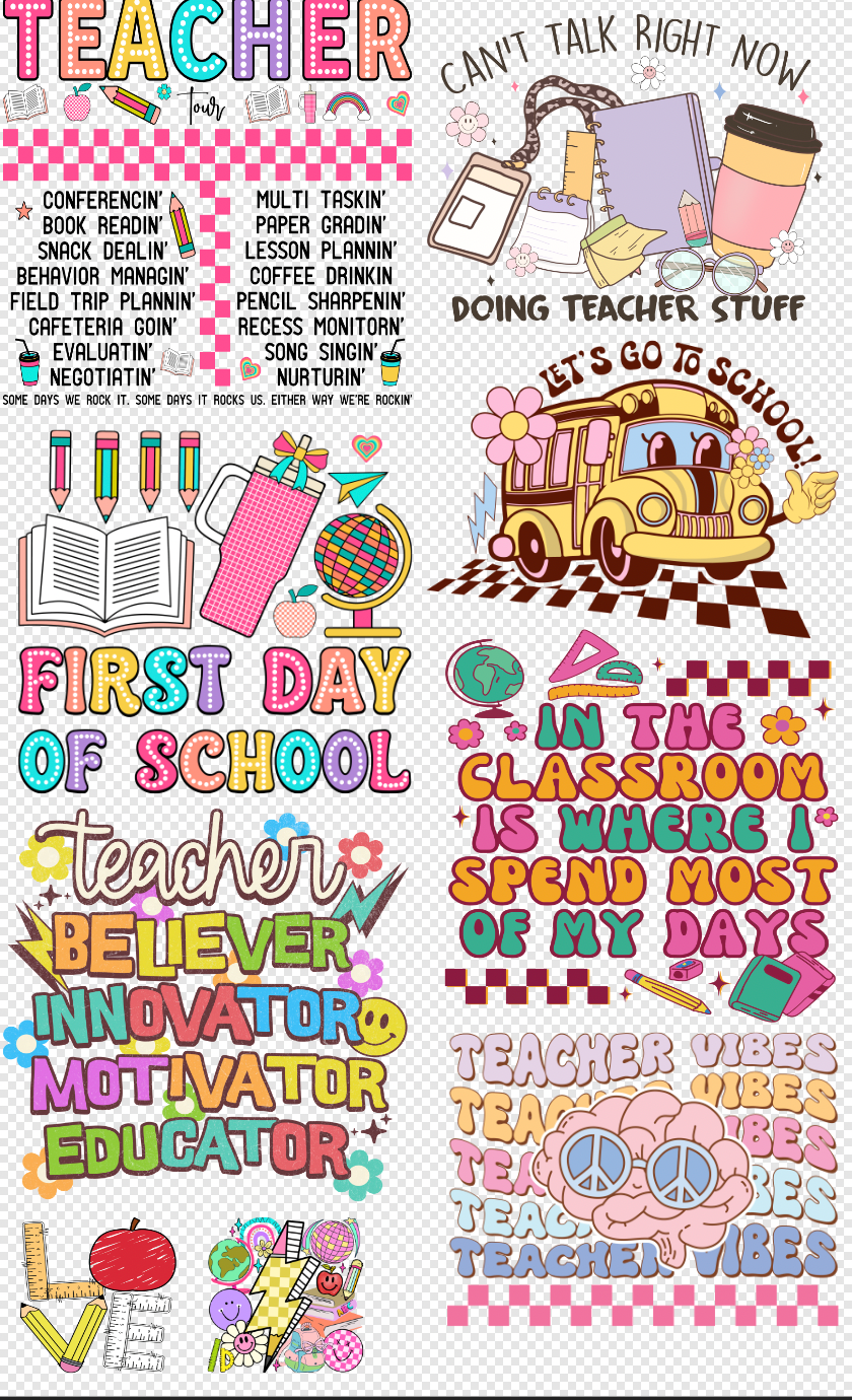 22x36 Teacher DTF Gang Sheet (Cold Peel)