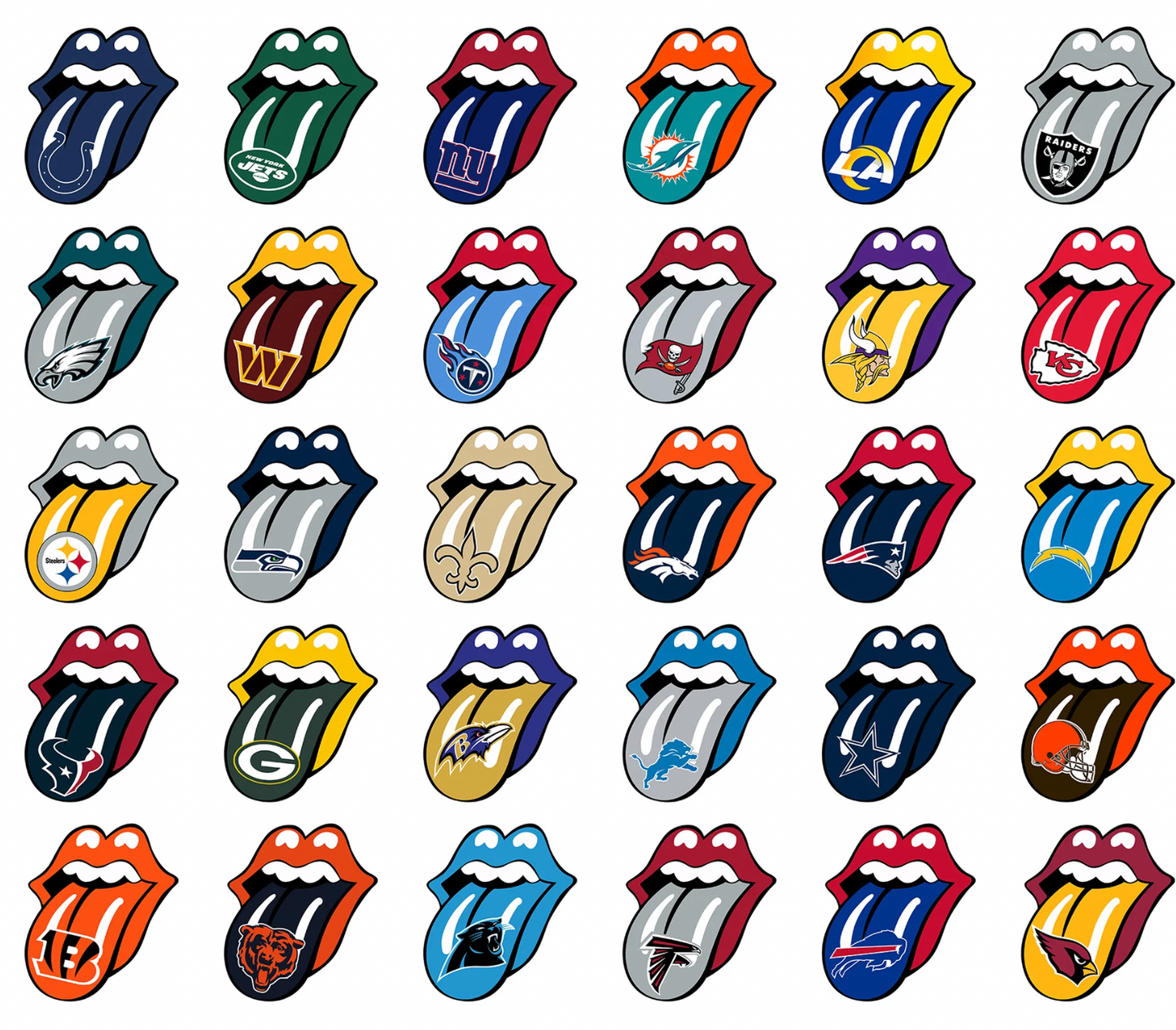 Rolling Stones  NFL Transfer Print Available in All Teams (All sizes Available)