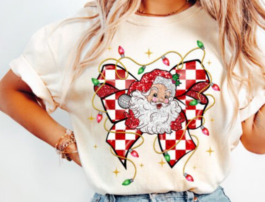 Retro Santa Coquette Christmas Bow DTF Transfer