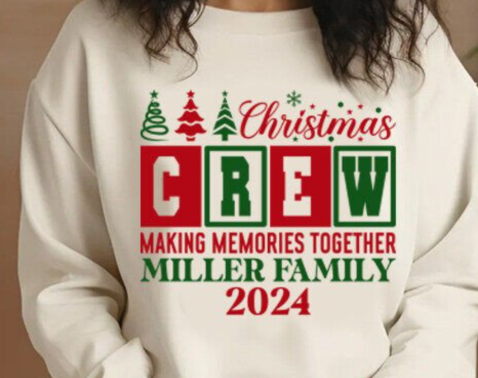 Christmas Crew,  Family Christmas  DTF Transfer (Add your Last Name)