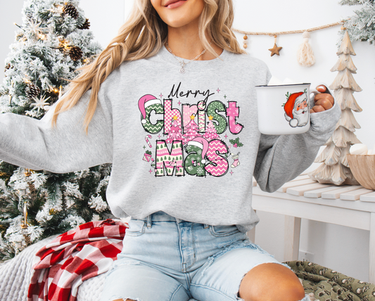 Pink Merry Christmas  DTF Transfer