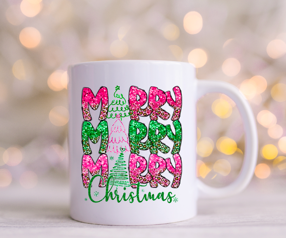 Merry Christmas Glitter UV  Decal