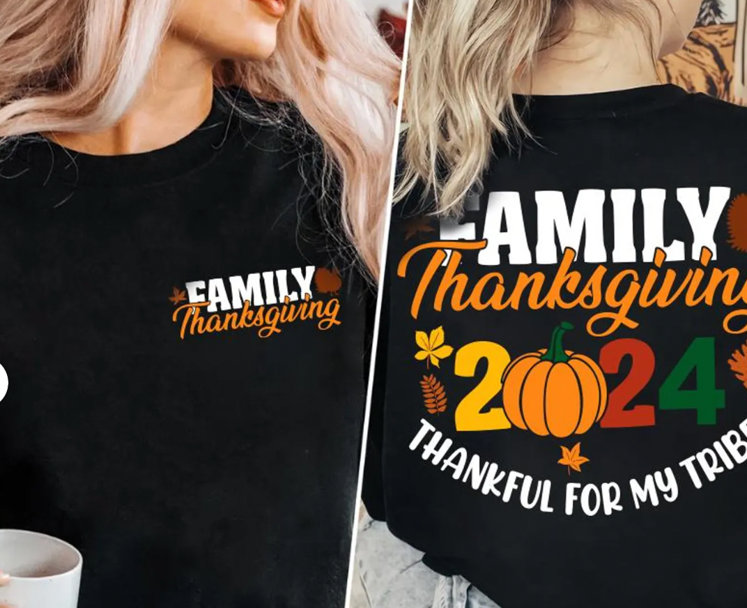 Family Thanksgiving  DTF Transfer (front and Back)