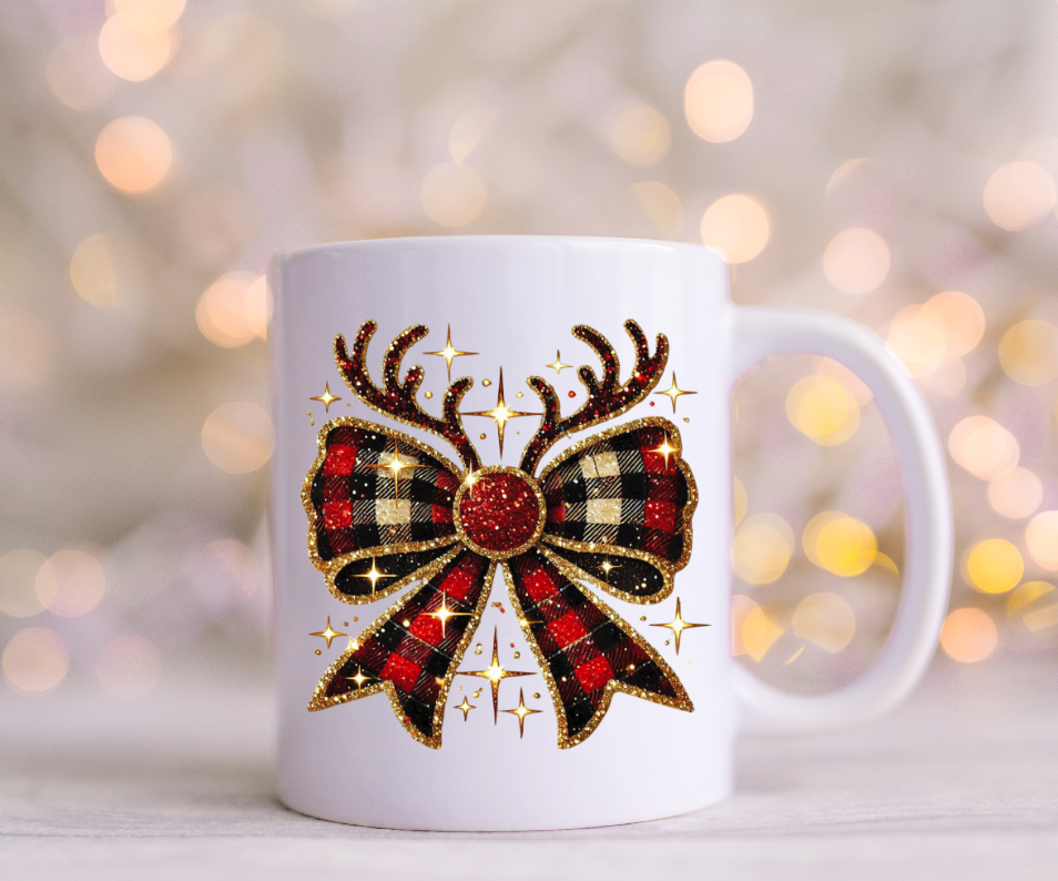 Christmas Reindeer Bow UV  Decal