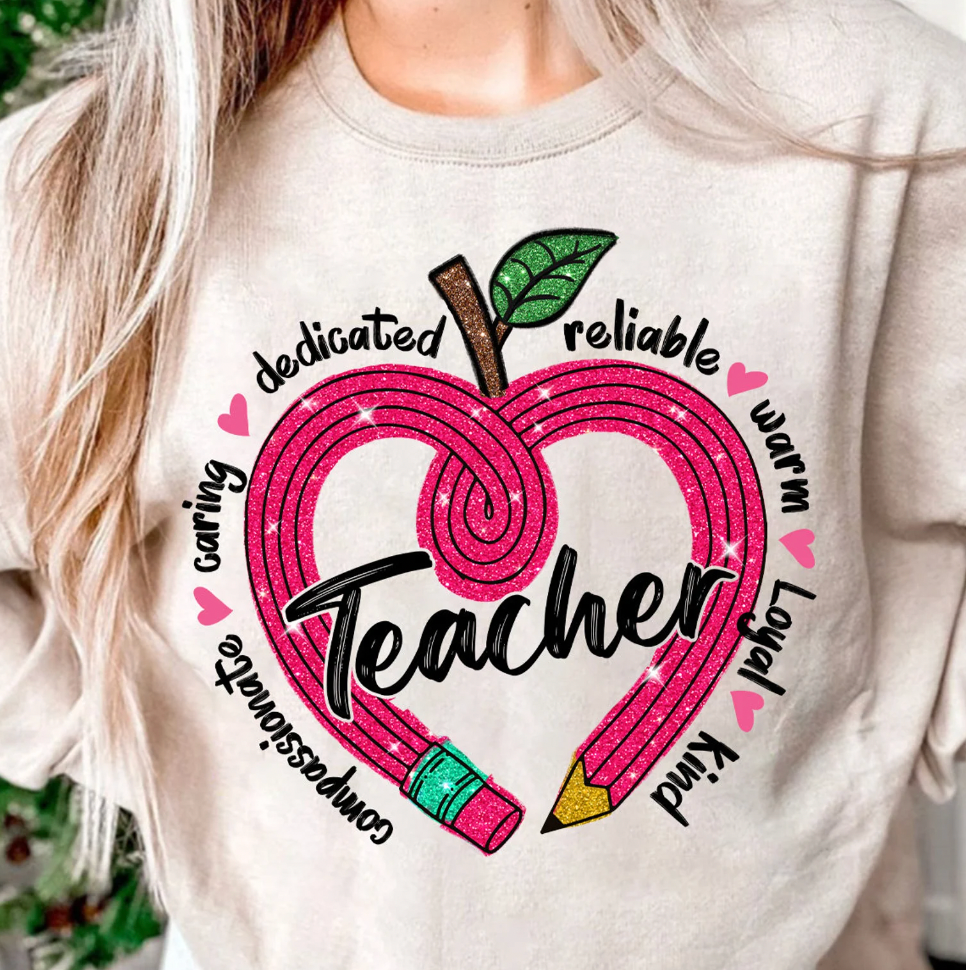 Teacher Heart Pencil  DTF Transfer