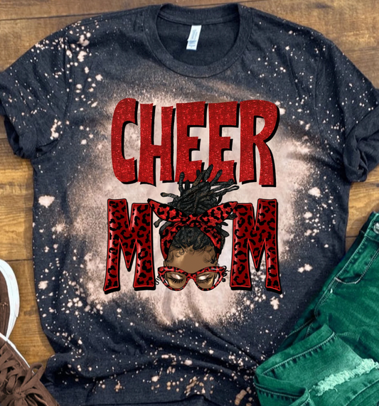 Cheer Mom with Red Leopard DTF Transfer