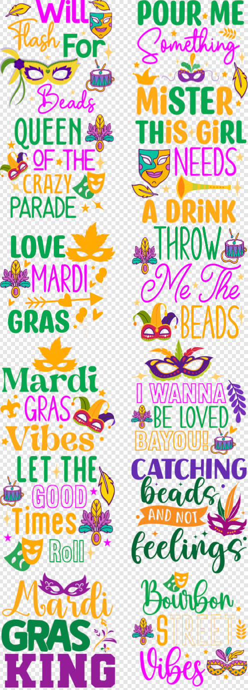 22x 60 Mardi Gras  Gang Sheet  1 Transfer