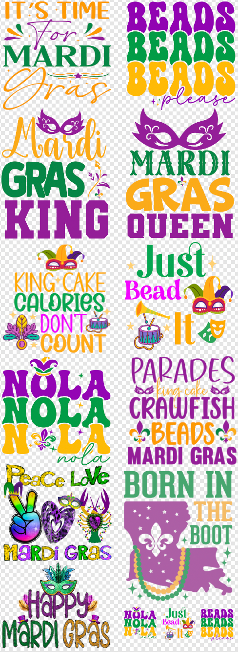 22x 60 Mardi Gras  Gang Sheet  2 Transfer