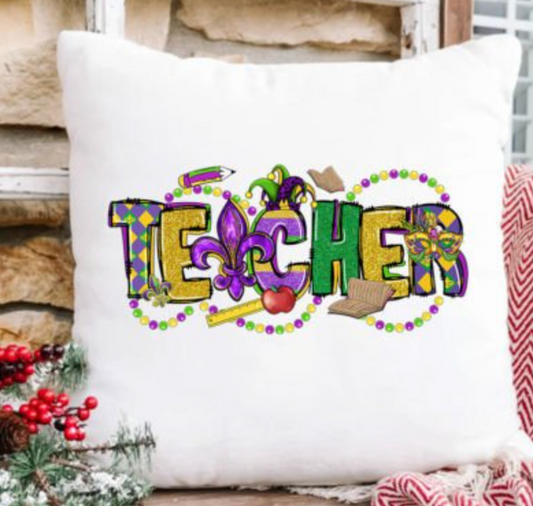 Teacher Mardi Gras  DTF Transfer