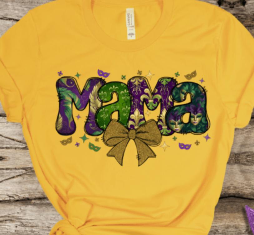 Mardi Gras Mama, Coquette Bow DTF Transfer