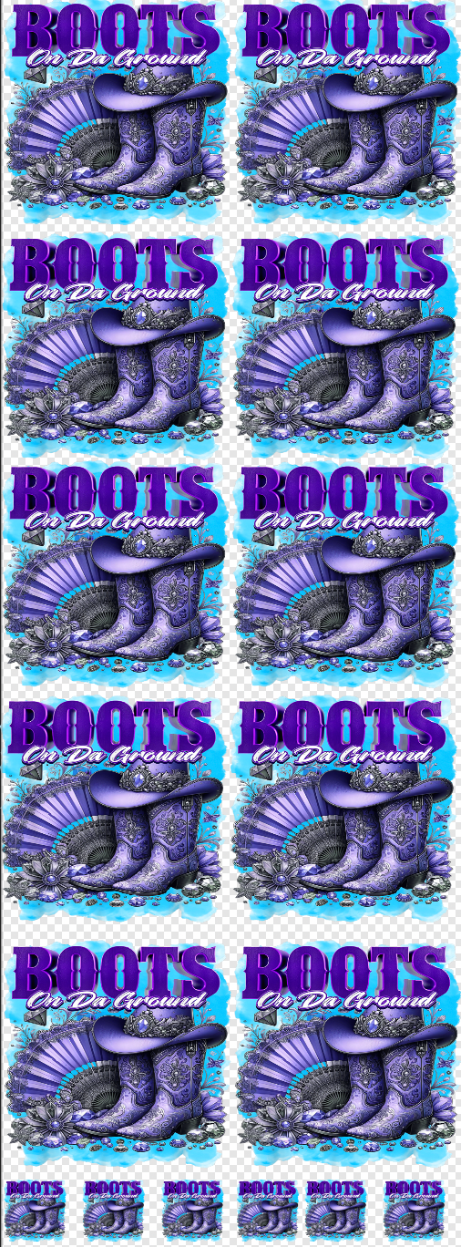 22x60 Boots on the Ground Purple  Gang Sheet Transfer