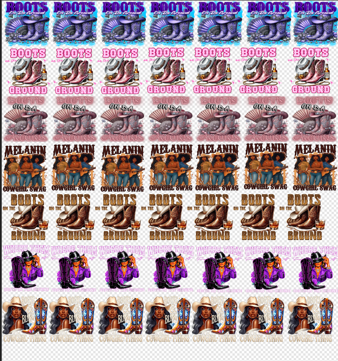 22x24 Rodeo Hat Prints  Gang Sheet Transfer
