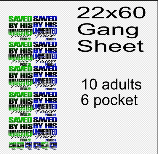 22x60 Saved by His Grace  Gang Sheet Transfer