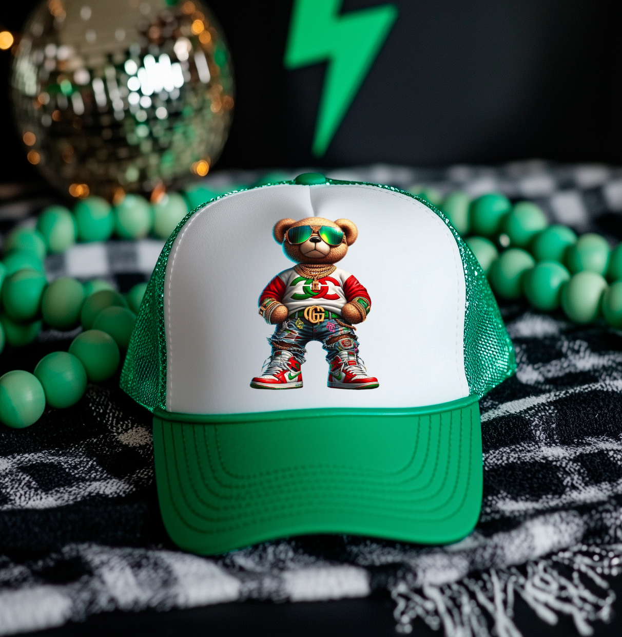 Designer Teddy Bear  3 inch Hat Transfers
