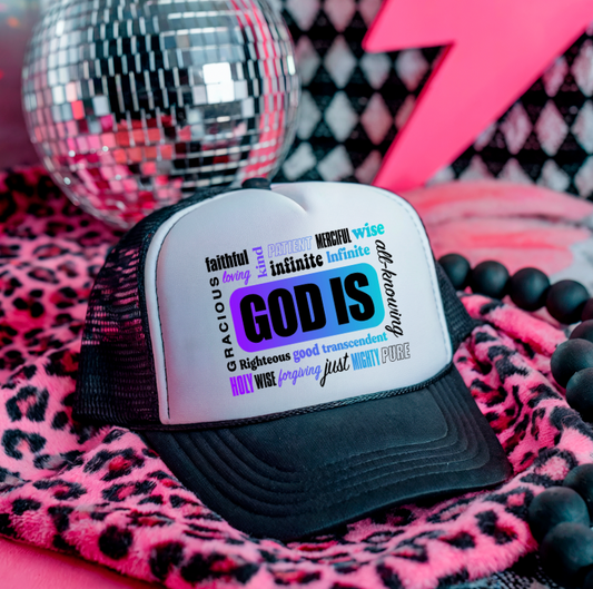 GOD IS OMBRE PURPLE  3 inch Hat Transfers